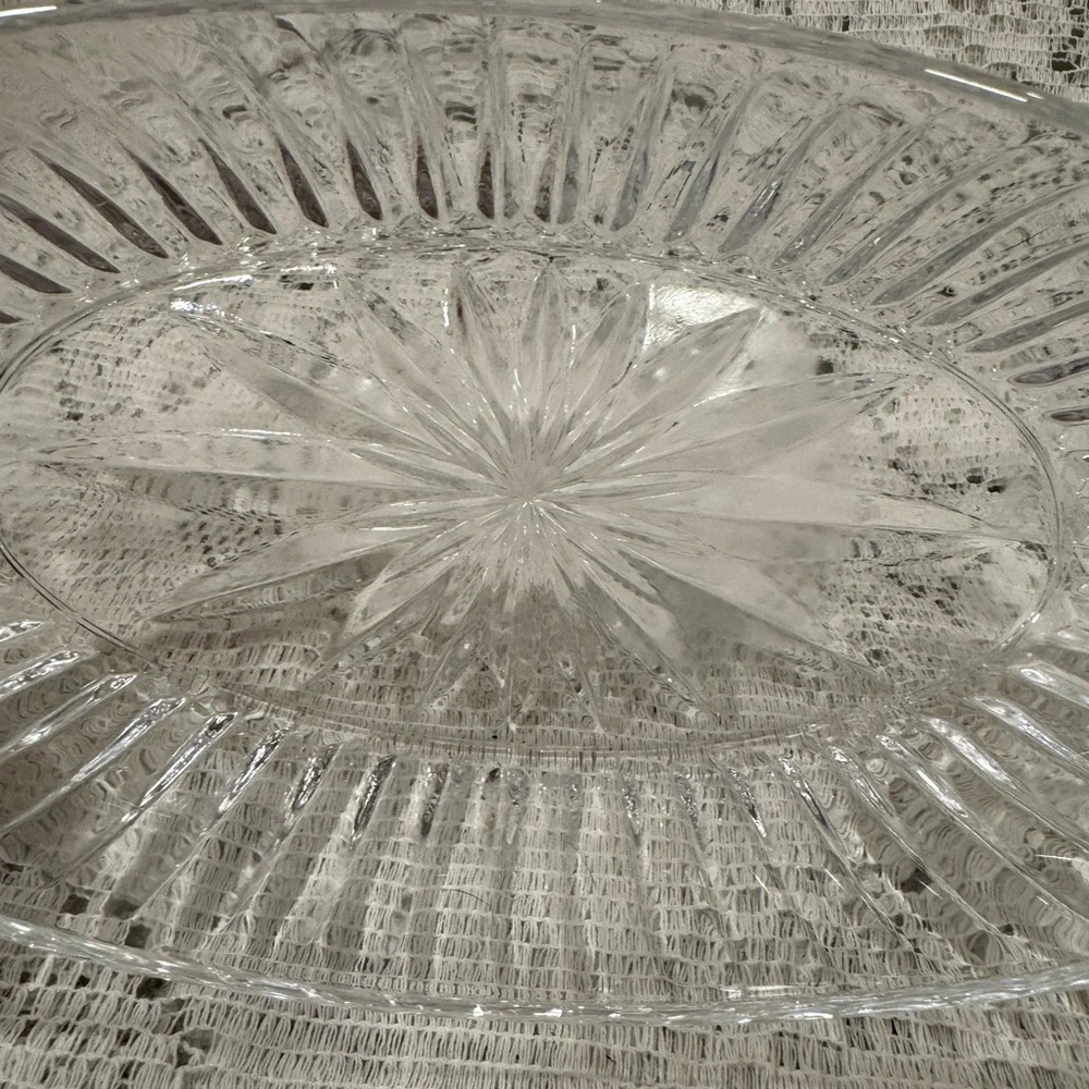 Princess house, crystal oval, serving bowl for vegetables or cheese and crackers